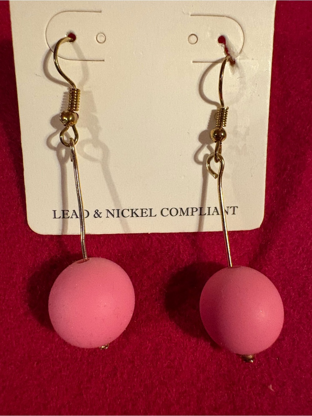 Pink Dangle Bead Earrings